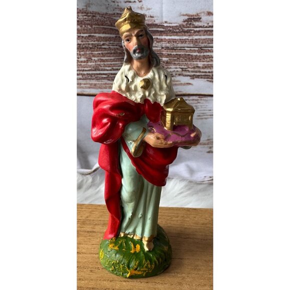 1960s Italian Hand Painted Paper Mache Wise Man Nativity Figurine - Picture 1 of 7